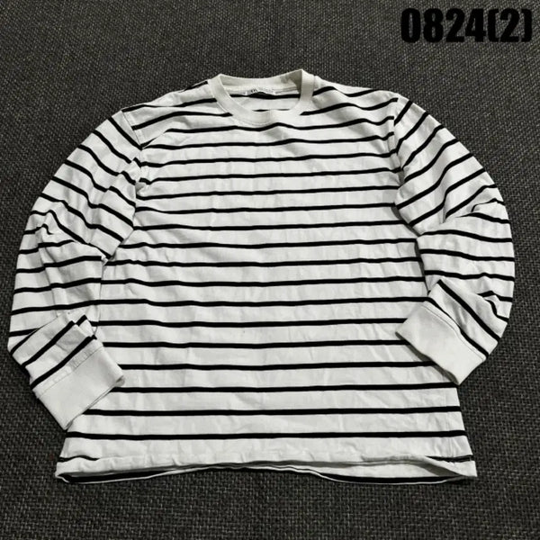 [BUNJANG] Zara Striped Long Sleeve T-Shirt / Zara 무지 단가라 스트라이프 긴팔 티셔츠 m