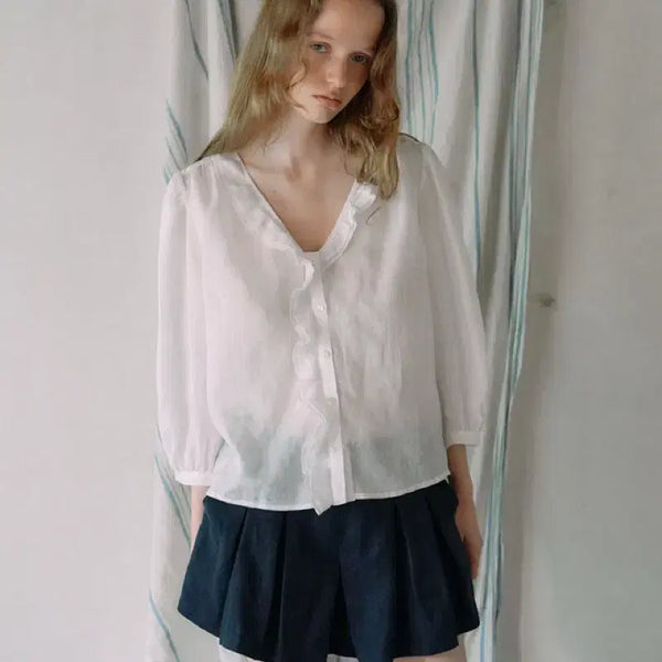 [BUNJANG] Tanatt Roy Ruffle Blouse / 타낫 로이 러플 블라우스