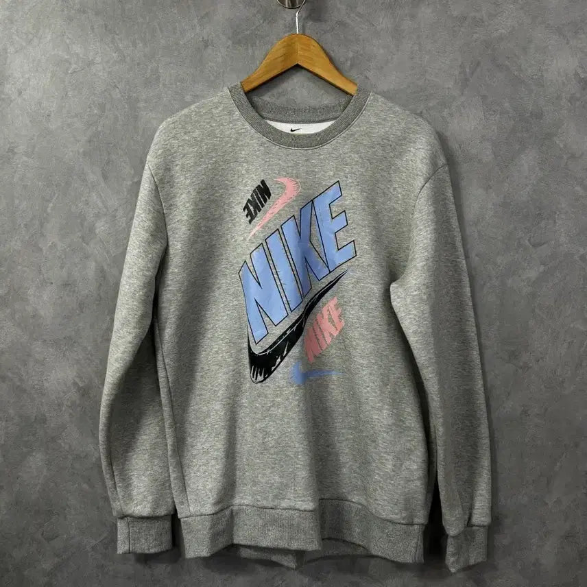 [BUNJANG] Nike Sweatshirt Grey Neckline Logo Brushed / 나이키 맨투맨 그레이 넥 라인 로고 기모105