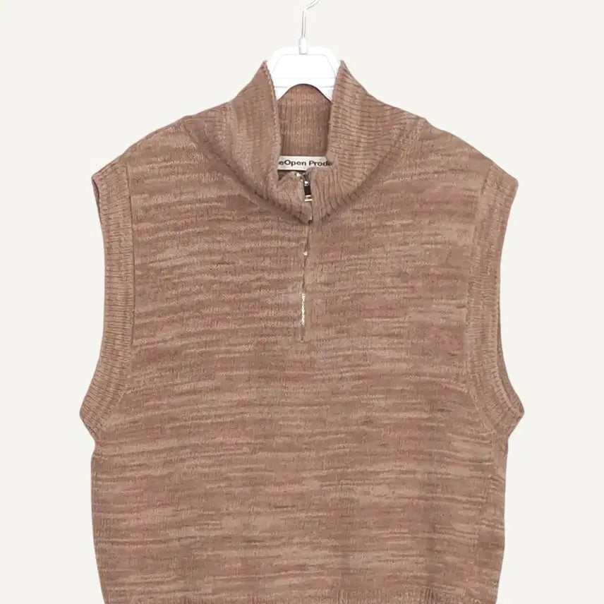 [BUNJANG] The Open Product Brown Half-Zip Knit / 더 오픈 프로덕트 THE OPEN PRODUCT 브라운 반집업 _A835