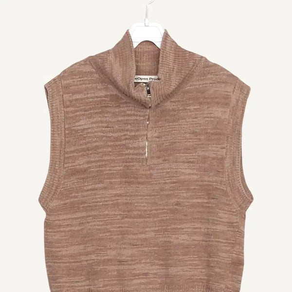 [BUNJANG] The Open Product Brown Half-Zip Knit / 더 오픈 프로덕트 THE OPEN PRODUCT 브라운 반집업 _A835