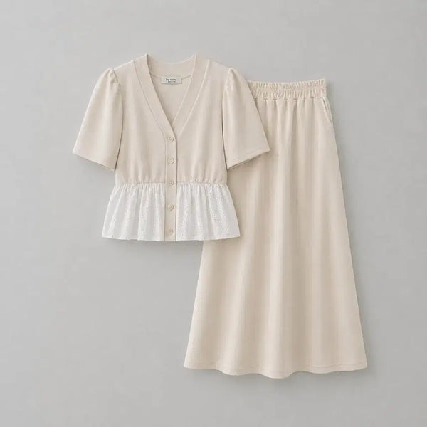 [BUNJANG] Bycini Handcrafted Kkuan Punching Two-Piece Set / [새상품] 바이씨니 제작 꾸안 펀칭 투피스 세트