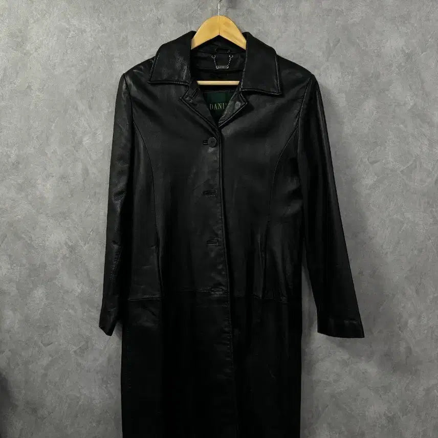 [BUNJANG] DANIEL HECHTER Black Leather Coat (Size 55) / DANIEL HECHTER 블랙 가죽 코트 55