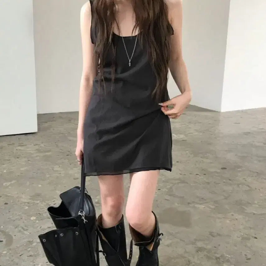 [BUNJANG] Nude Selene Mini Dress Charcoal / (새상품, 택O) 누즈 셀레네 원피스 차콜