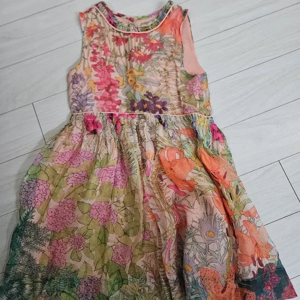 [BUNJANG] Floral Sleeveless Midi Dress / 플로럴 패턴 민소매 원피스