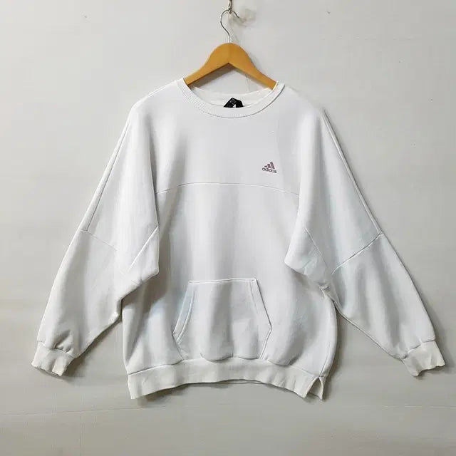 [BUNJANG] Adidas Fleece Lined Sweatshirt White / 아디다스 기모 안감 맨투맨 티셔츠 화이트