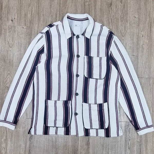 [BUNJANG] Zara Striped Coverall Jacket XL / ZARA 스트라이프 커버홀 자켓 XL _ 남성