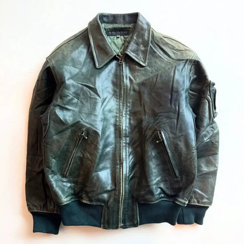 [BUNJANG] Harold's Gear 90s Leather Bomber Jacket / 90s HAROLDS GEAR 가죽 봄버 재킷