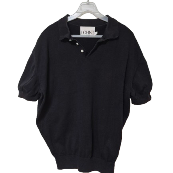 [BUNJANG] RONT Authentic Black Men's Cotton Polo T-Shirt (L) / 론트 정품 검정 남자 면소재 남성 카라넥반팔티셔츠L