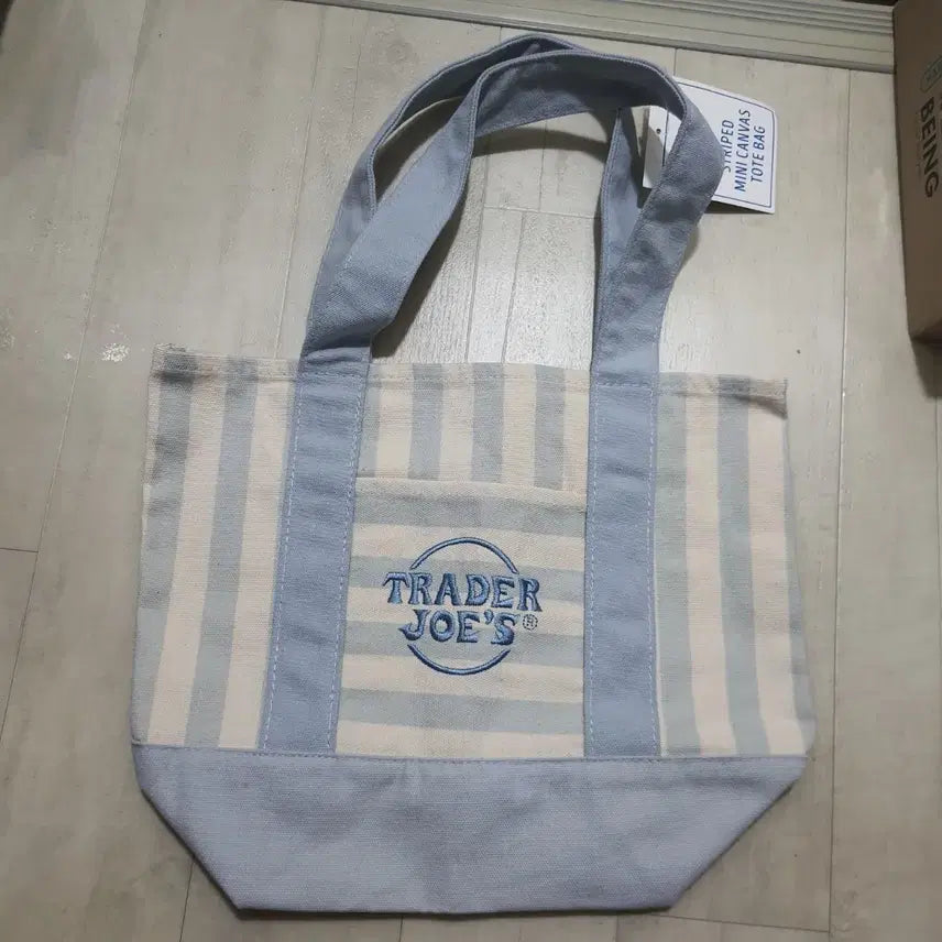 [BUNJANG] Trader Joe's Stripe Mini Canvas Tote Bag / 트레이더 조스 스트라이프 미니 캔버스 토트백