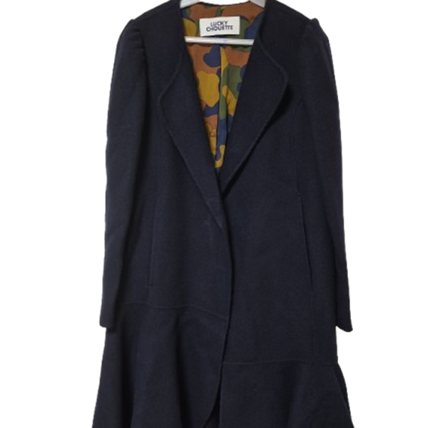 [BUNJANG] Lucky Chouette Women's Navy Wool Flare Coat / 럭키슈에뜨 플레어 모소재 정품 여자 네이비 여성모직코트36