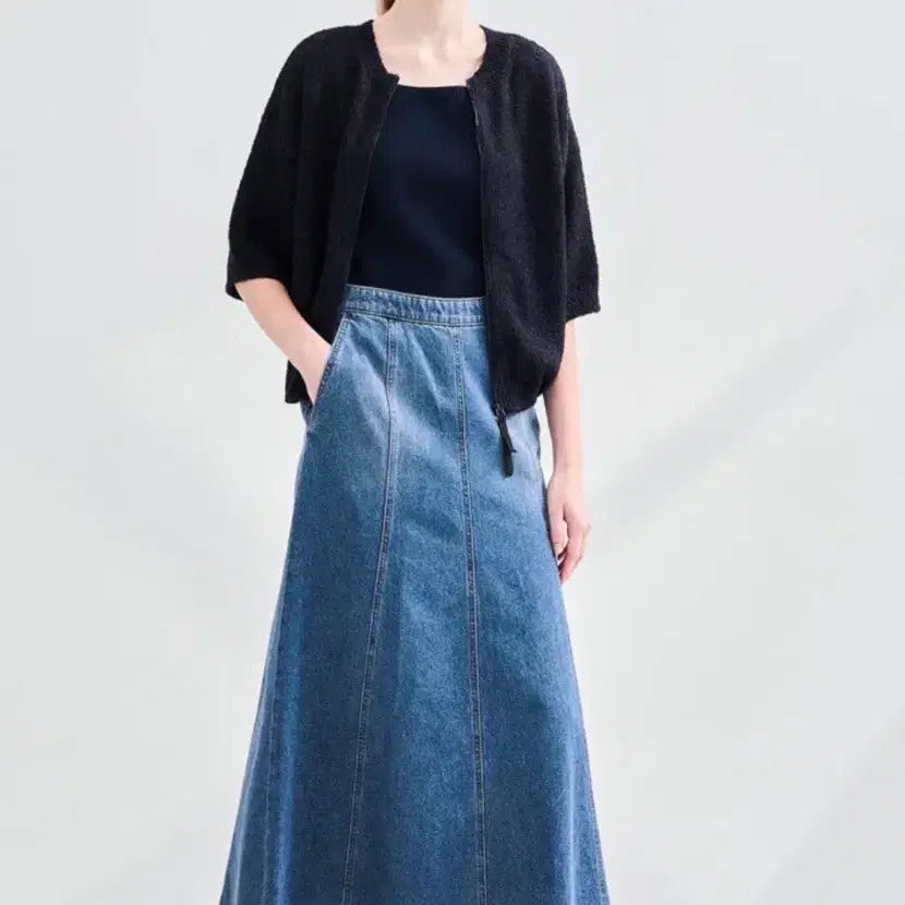 [BUNJANG] Lattbytee Blue Denim Midi Skirt / 래트바이티 청데님 스커트