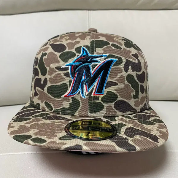 [BUNJANG] MLB Miami Marlins Camo New Era Cap / MLB 마이애미 말린스 카모 뉴에라 모자