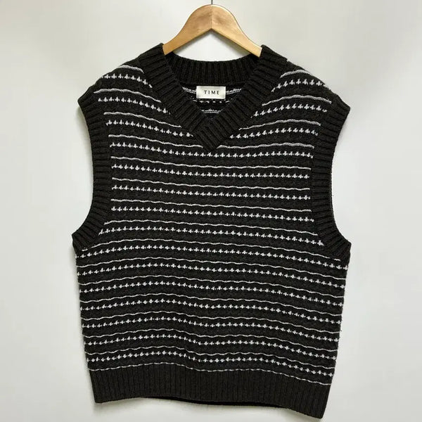 [BUNJANG] TIME (Hansem) Pattern Knit Vest - Men's 100 / [남자-100]TIME 한섬 타임 패턴 니트 베스트