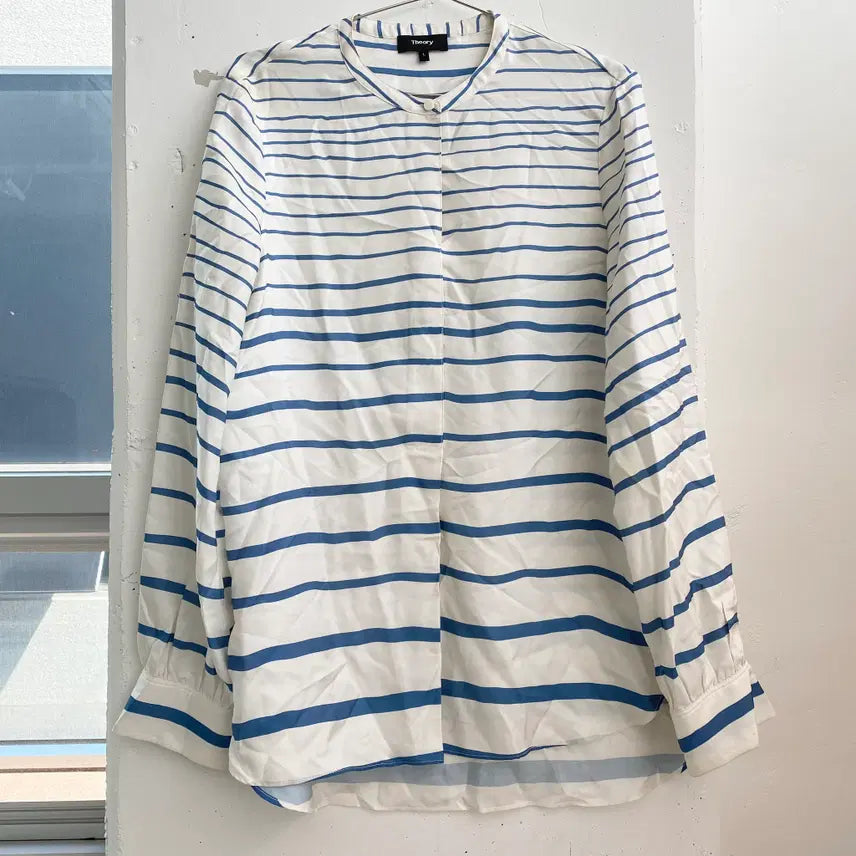 [BUNJANG] Theory Silk Stripe Tunic Blouse / (L) 띠어리 실크 스트라이프 튜닉 블라우스