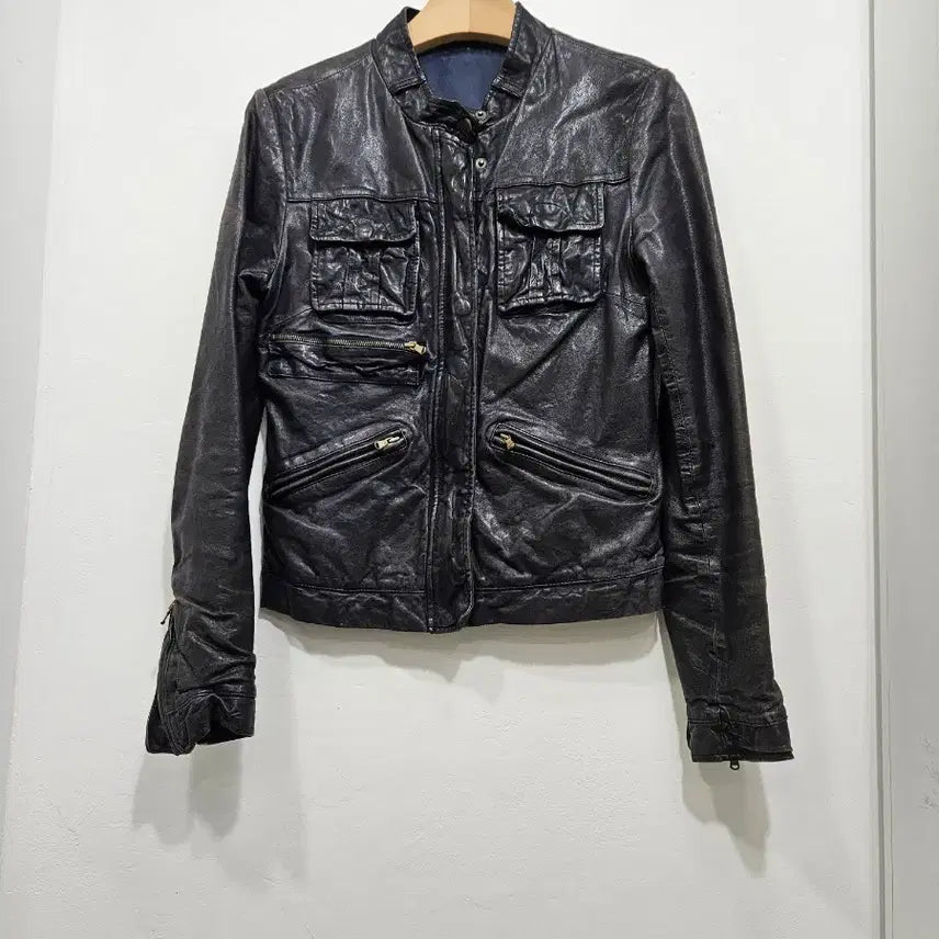 [BUNJANG] Vintage Black Leather Jacket Size 44 / 빈티지 가죽 자켓 블랙 44