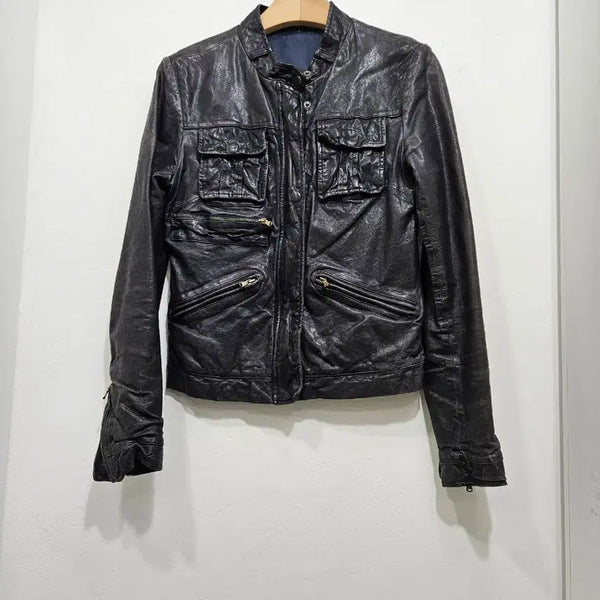 [BUNJANG] Vintage Black Leather Jacket Size 44 / 빈티지 가죽 자켓 블랙 44