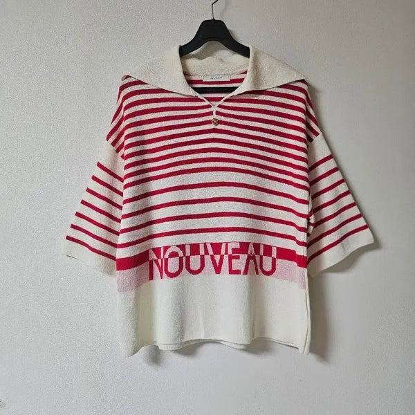 [BUNJANG] Jigott Striped Collar Knit (Free Size) / 지고트 스트라이프 카라 니트 F사이즈