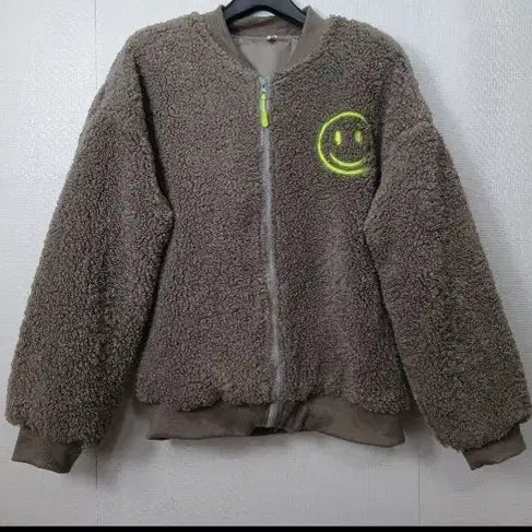 [BUNJANG] Purple Smiley Fleece Zip-Up Jacket / 보라색 스마일 양털 집업 자켓