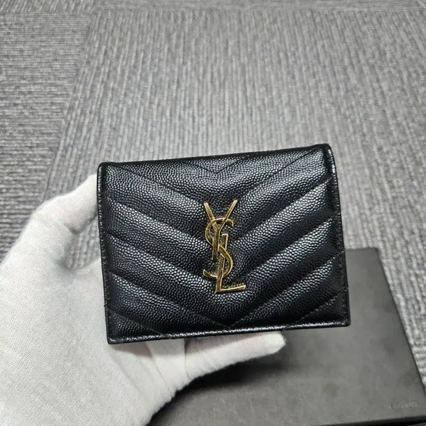 [BUNJANG] Saint Laurent Cassandra Envelope Card Case (Grained de poudre matelassé Black) / [특가][정품] 입생로랑 비지니스 반지갑