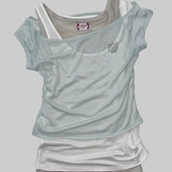 [BUNJANG] Sculptor Lazy Sleeveless Layered Tee Mint / 스컬프터 레이지 Lazy Sleeveless Layered Tee 민트