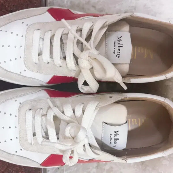 [BUNJANG] Mulberry Chloe Leather Sneakers White Red Size 37 / 멀버리 끌로에 운동화 37  일괄 정품