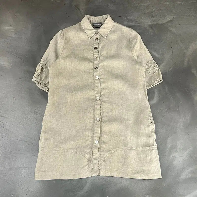 [BUNJANG] GEIGER Linen Half Shirt / 가이거 린넨 하프 셔츠 y19006