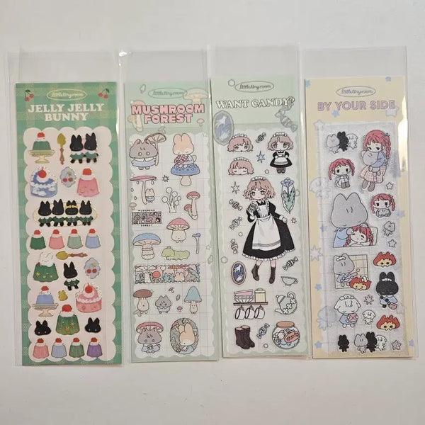 [BUNJANG] Little Tiny Room Sticker Set (4 Sheets) / 스티커) 리틀타이니룸 3장+1장