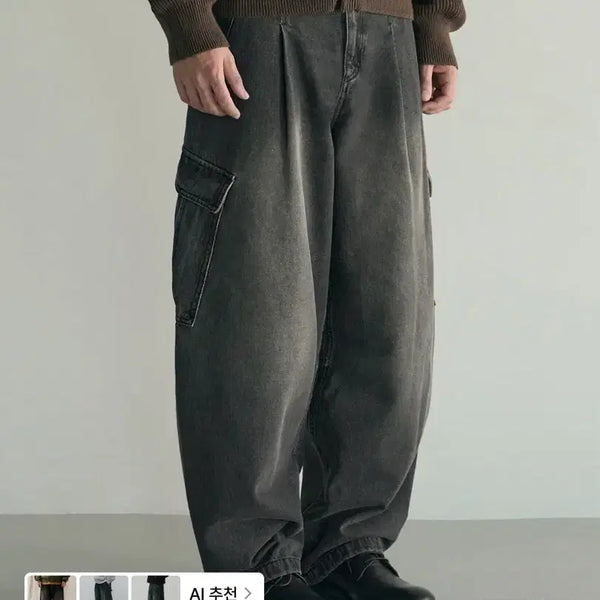 [BUNJANG] Rotember Balloon Leg Wide Denim Cargo Pants L / (1회착용) 로템버 벌룬 레그 밀 데님 카고 팬츠 L