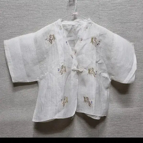[BUNJANG] Mosi Linen Embroidered Blouse XL / v012 모시 상의