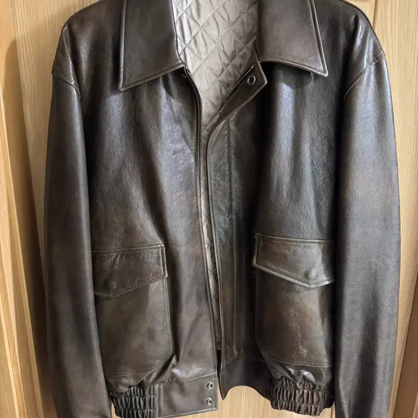 [BUNJANG] COEUR Vegetable Leather A2 Jacket Brown L / 쿠어 베지터블 레더 자켓 a2 L