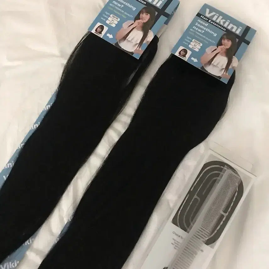 [BUNJANG] 12pcs + 9pcs Hair Extension Set #1 Color / 인모 헤어피스 붙임머리 12피스 + 9피스 #1색상