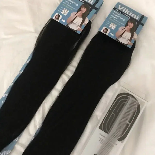 [BUNJANG] 12pcs + 9pcs Hair Extension Set #1 Color / 인모 헤어피스 붙임머리 12피스 + 9피스 #1색상
