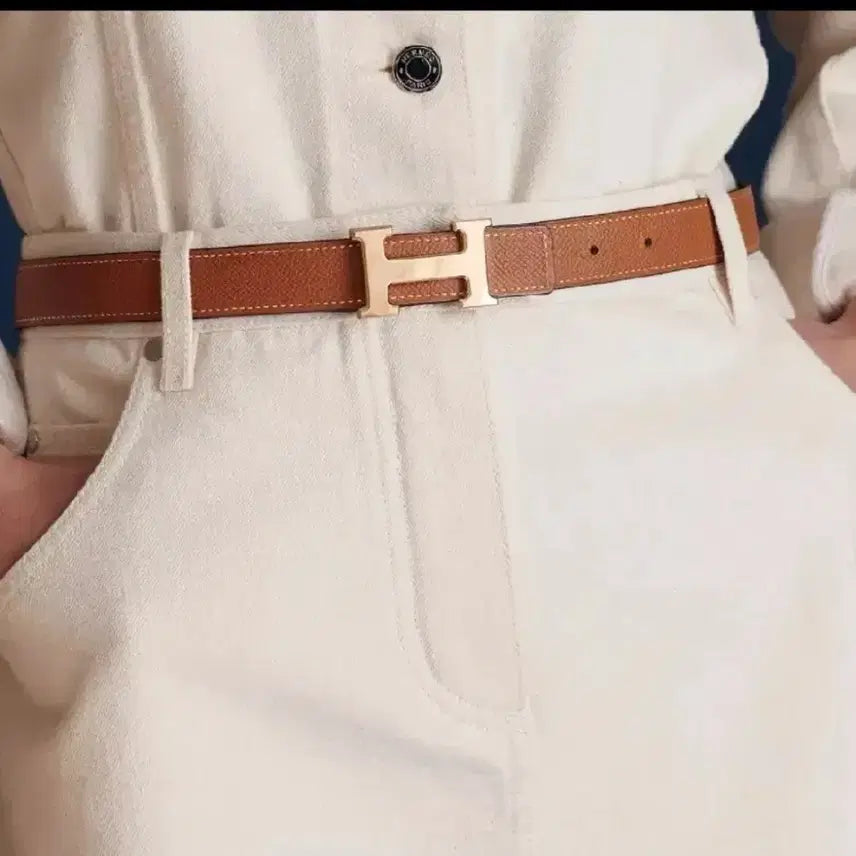 [BUNJANG] Hermès H Women's Reversible Belt Ivory/Brown Size 70/F / (정품) 에르메스 H 여성 리버서블 벨트 팝니다.