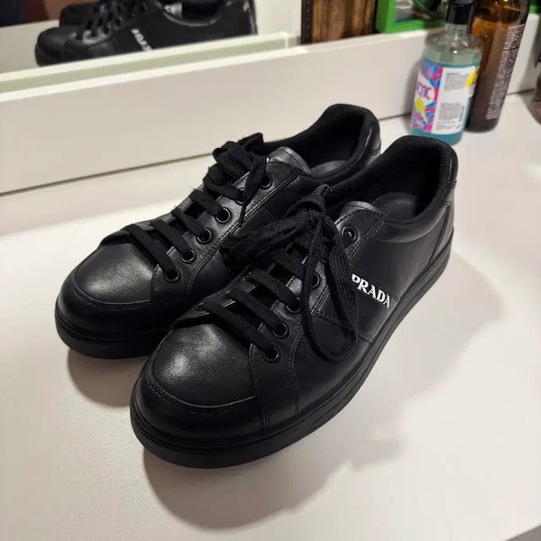 [BUNJANG] PRADA Black Leather Sneakers Men's UK 8 / 상태최상 PRADA 블랙 레더 스니커즈 남성 UK8