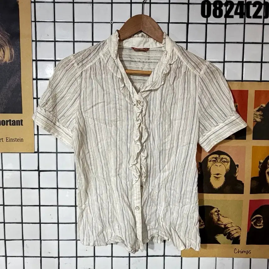 [BUNJANG] TERESIA Striped Frill Blouse / TERESIA 스트라이프 프릴 블라우스 0824