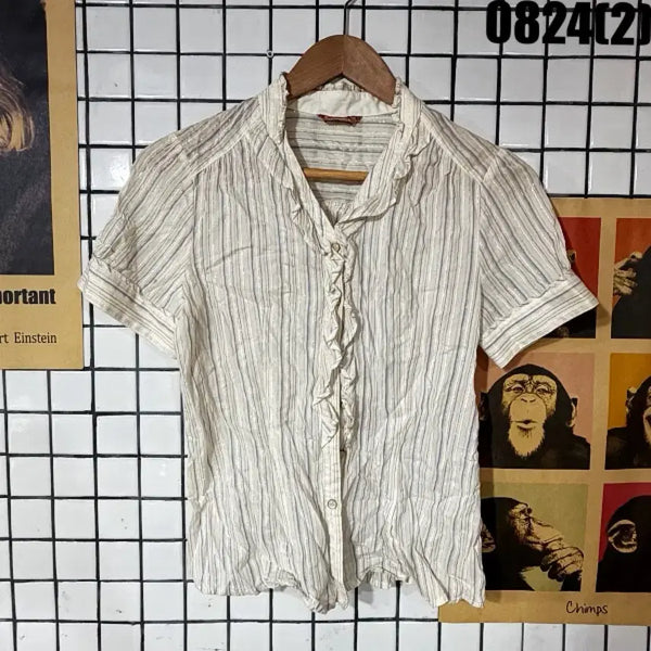 [BUNJANG] TERESIA Striped Frill Blouse / TERESIA 스트라이프 프릴 블라우스 0824