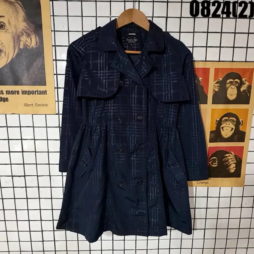 [BUNJANG] Renoma Check Trench Coat / 레노마 체크 트렌치코트 여성 150 0824