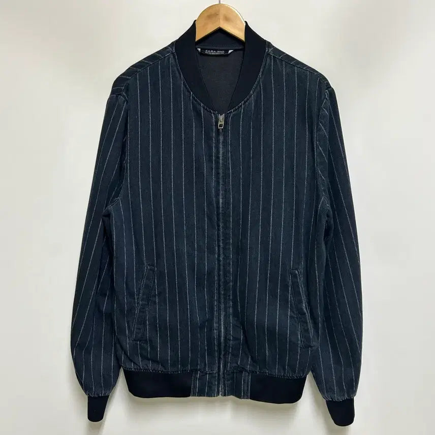 [BUNJANG] ZARA Striped Zip Denim Jacket / [남자-100]ZARA 자라 스트라이프 지퍼 데님 자켓