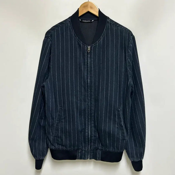 [BUNJANG] ZARA Striped Zip Denim Jacket / [남자-100]ZARA 자라 스트라이프 지퍼 데님 자켓