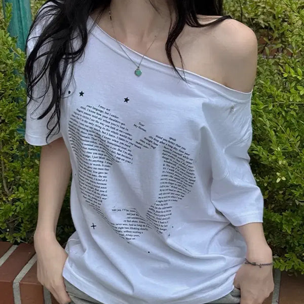 [BUNJANG] Ronron Black Off-Shoulder T-Shirt / 론론 고양이 오프숄더 티셔츠 블랙