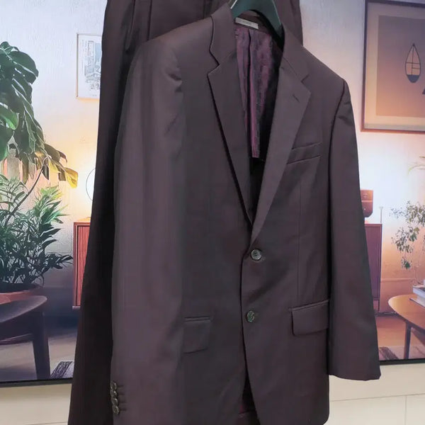 [BUNJANG] GIVENCHY MEN Dark Burgundy/Brown Wool Suit Set Jacket & Pants / 지방시 남성 수트 세트, 안감까지 멋이 있네유