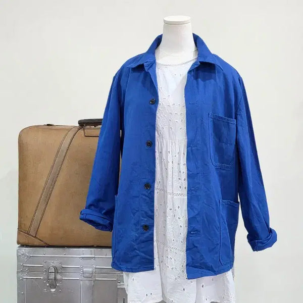 [BUNJANG] French Work Jacket Indigo Blue 3-Pocket / [프렌치 워크자켓] 오리지널 블루 3포켓 워크자켓