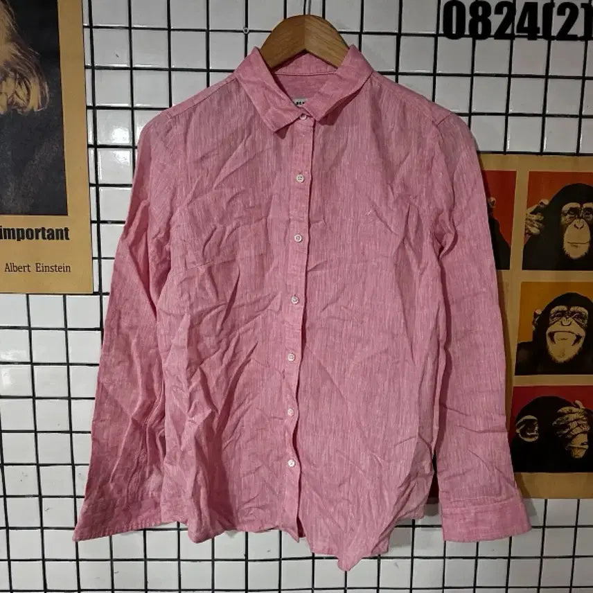 [BUNJANG] Beanpole Pink Linen Shirt / 빈폴 핑크 셔츠 95 0824