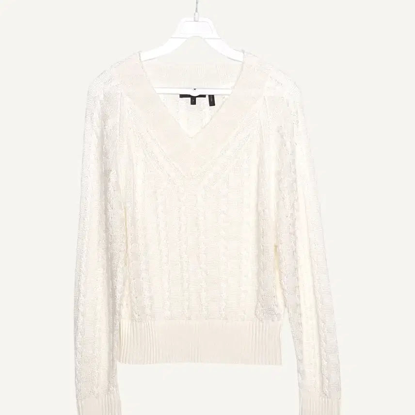[BUNJANG] Theory Ivory V-Neck Linen Knit / 띠어리 theory 아이보리 브이넥 린넨 니트 P_A849