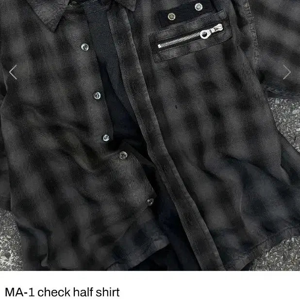 [BUNJANG] Pogservice MA-1 Check Half Shirt Size 2 / pogservice 포그서비스 MA-1 체크 하프 셔츠 2사이즈