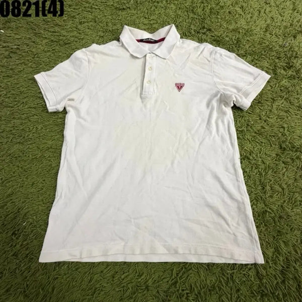 [BUNJANG] Guess White Short Sleeve Polo T-Shirt / 게스 반팔 카라티 화이트 0821