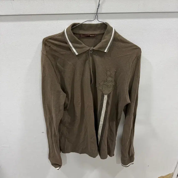 [BUNJANG] Bally Collar T-Shirt Brown / 발리 카라넥 티셔츠
