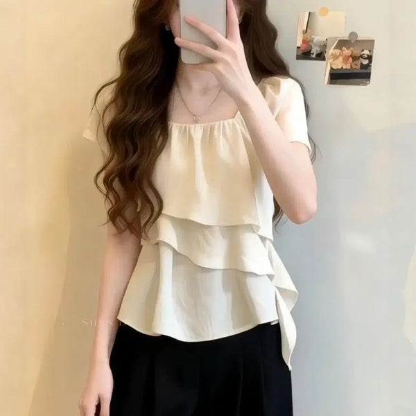 [BUNJANG] Frill Blouse Ivory / 프릴 블라우스 아이보리