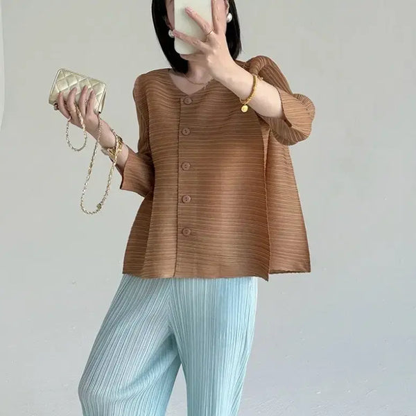 [BUNJANG] Wrinkled Blouse Cardigan / 주름 블라우스가디건